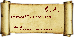 Orgován Achilles névjegykártya